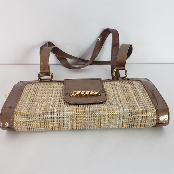 Stuart Weitzman patent leather tweed shoulder bag - Picture 8 of 12